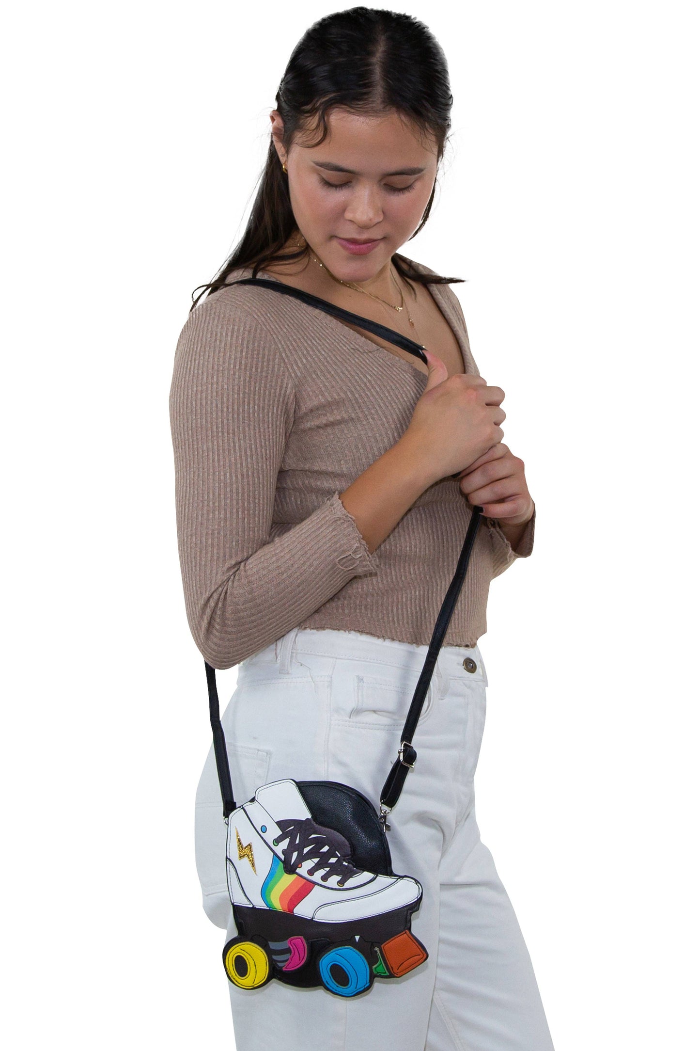 Roller Blade Cross Body Bag in Vinyl Material