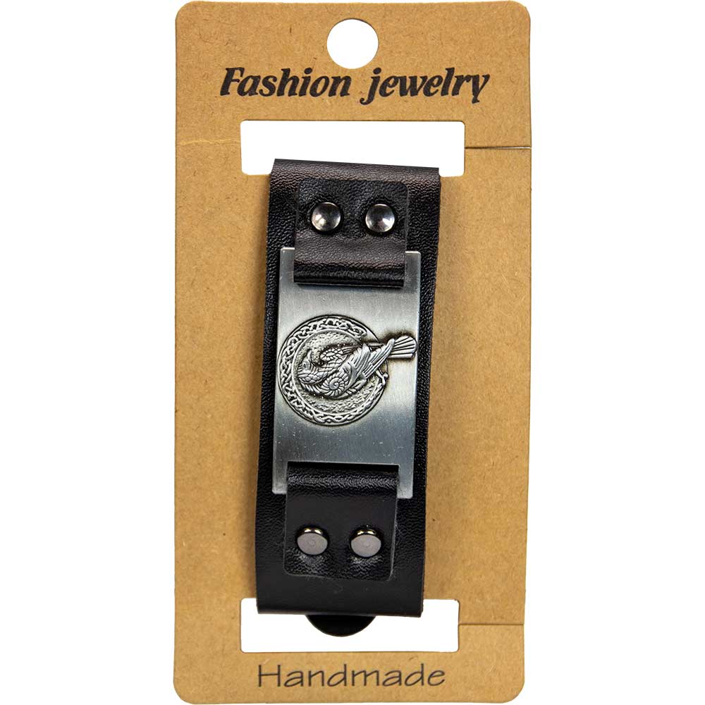 Raven Black Vegan Leather Adjustable Bracelet