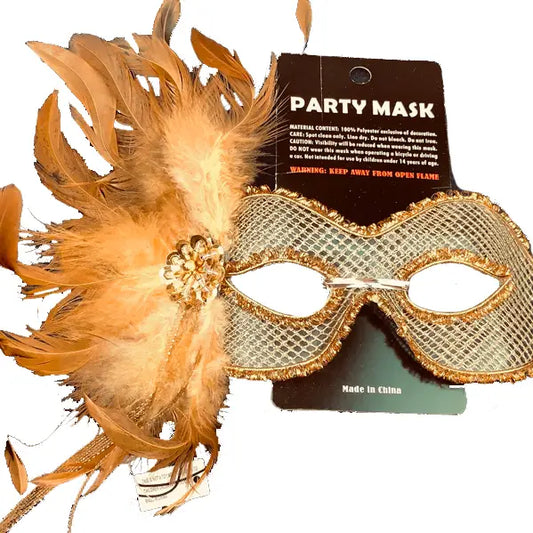Gold Feather Mesh Party Mask