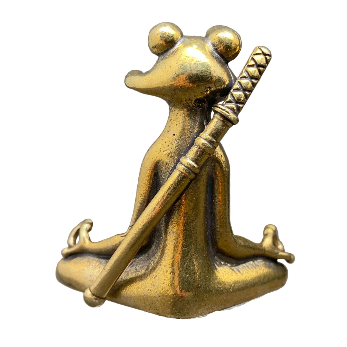 Kungfu Frog in Meditation Brass Desktop Ornament
