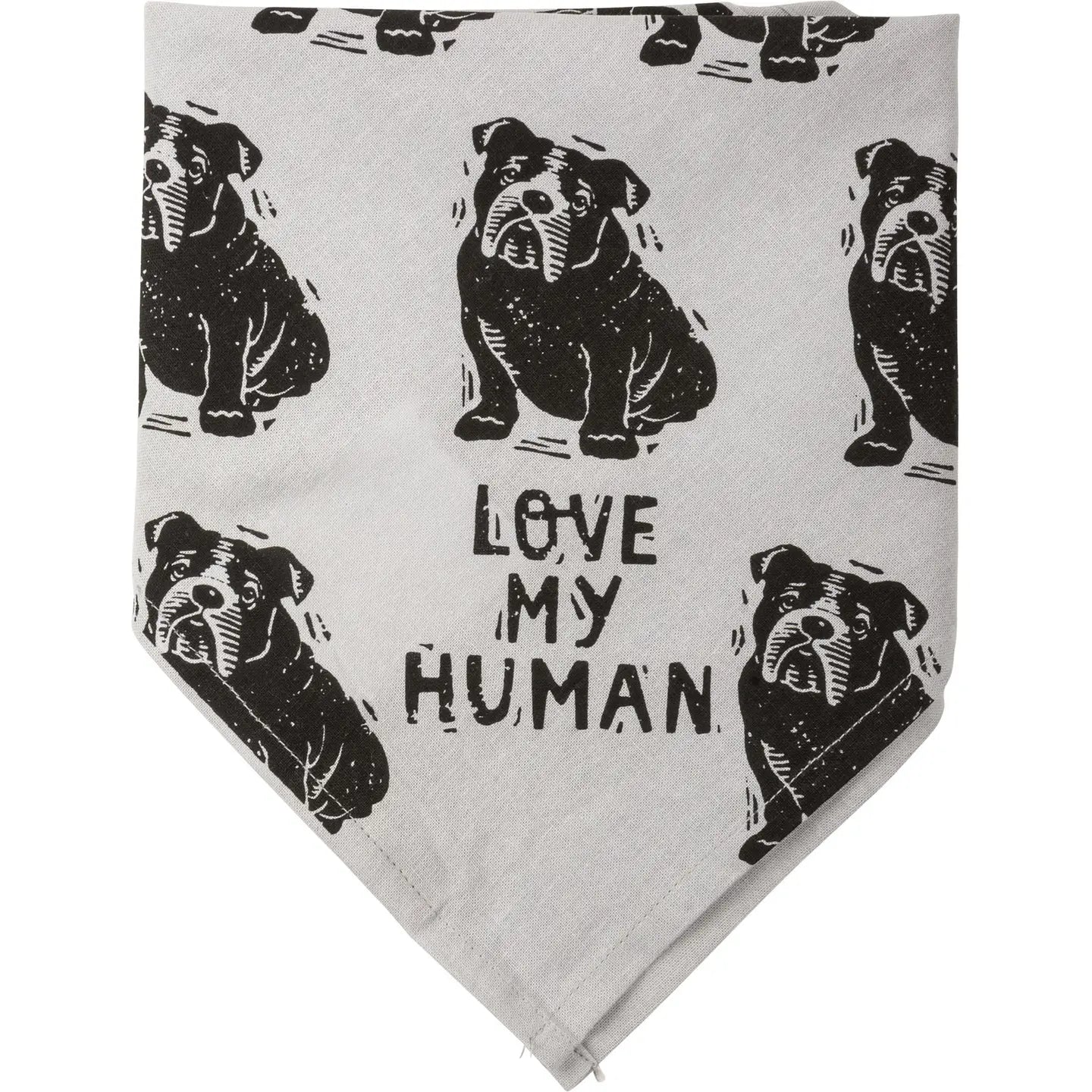 Bulldog/Love My Human Large Pet Bandana