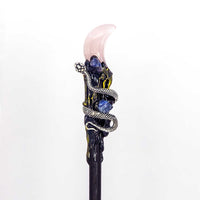 Rose Quartz Moon & Snake Magic Wand w/ Gift Box