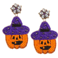 Jack-O-Lantern Seed Bead Earrings