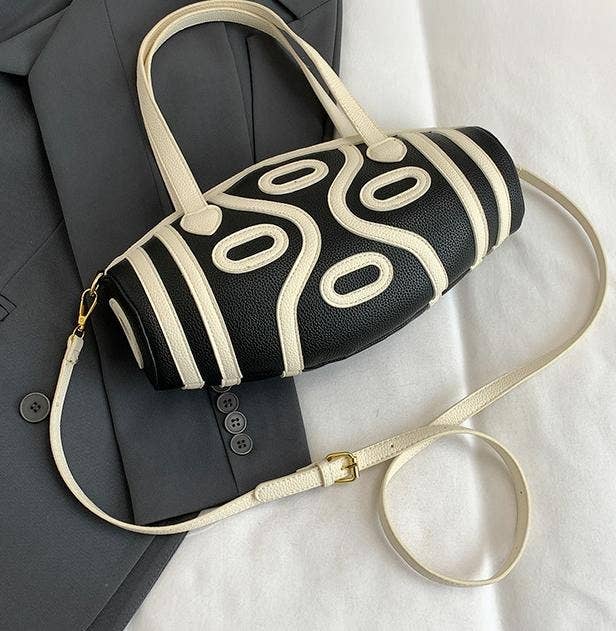 Geo Barrel Crossbody Bag Cylindrical Handbag