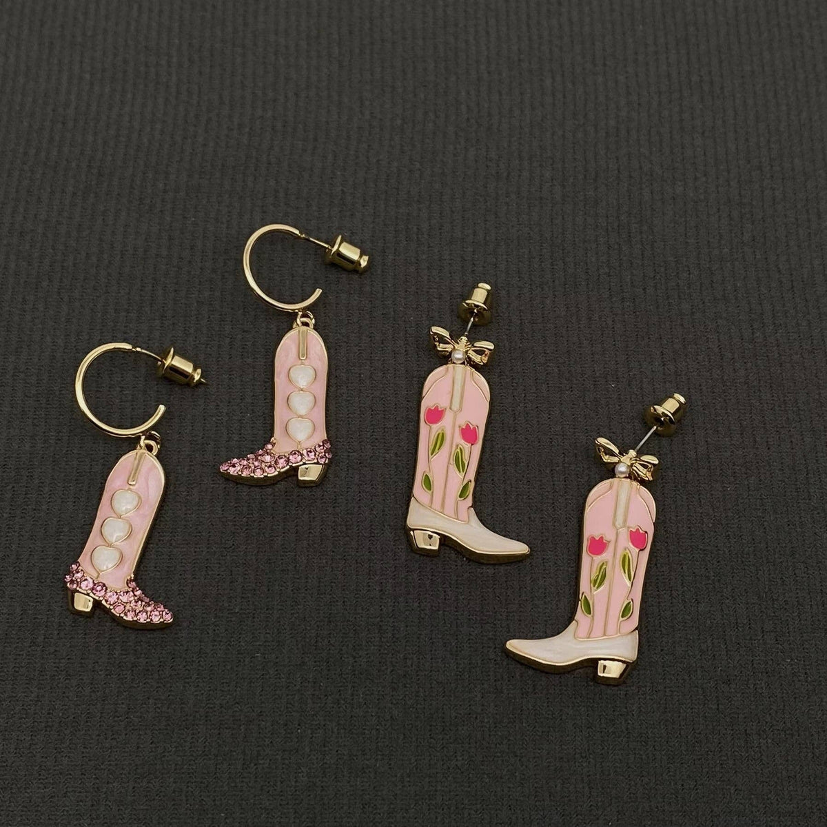 Western Enamel Boot Charm Earrings