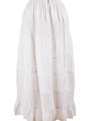 Long White Embroidered Skirt