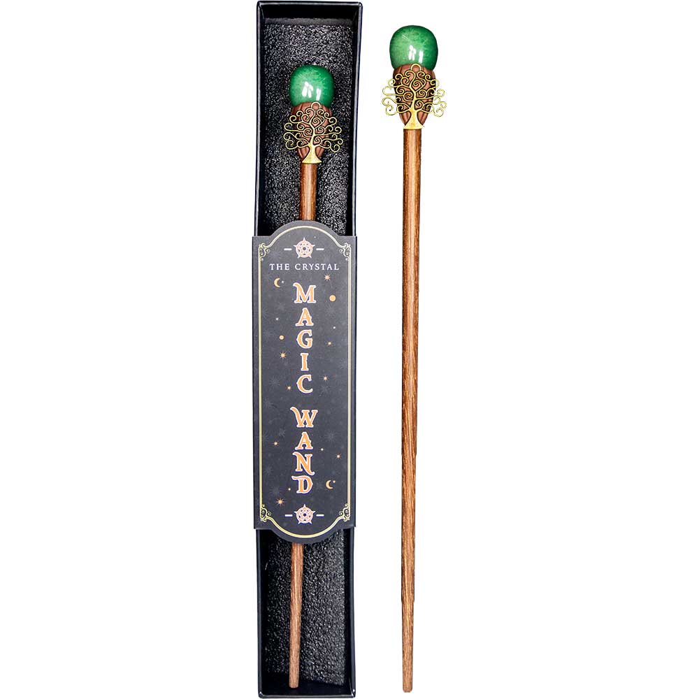Green Aventurine & Tree of Life Magic Wand w/ Gift Box