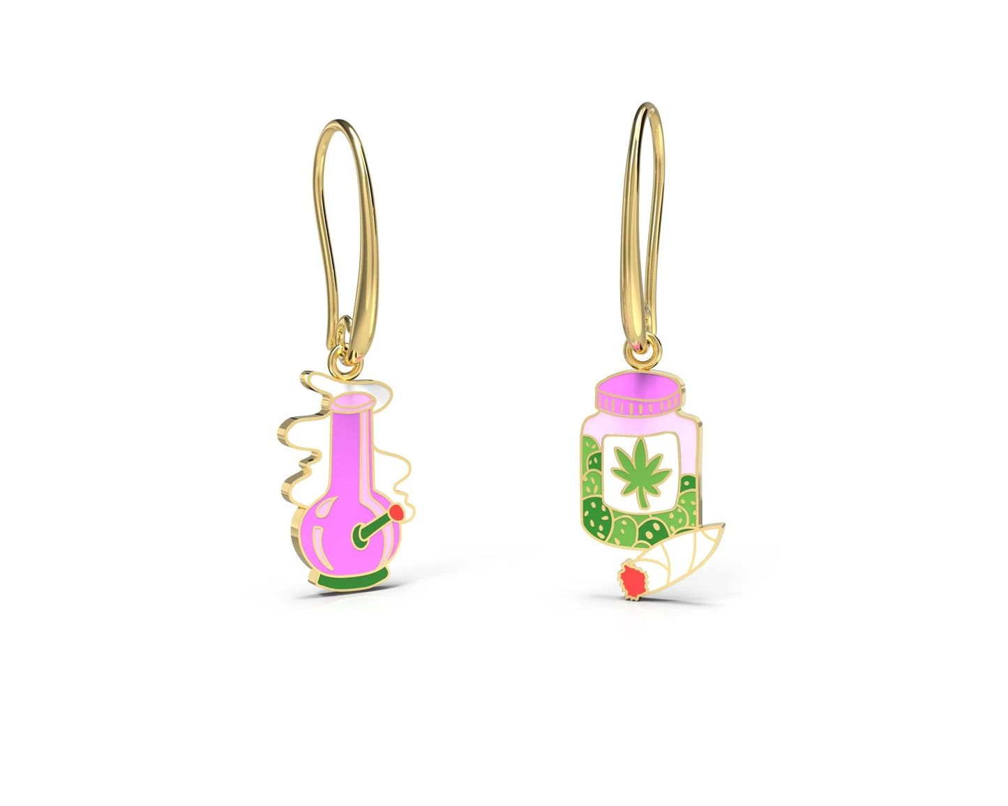 Bong and Weed Jar Drop Earrings