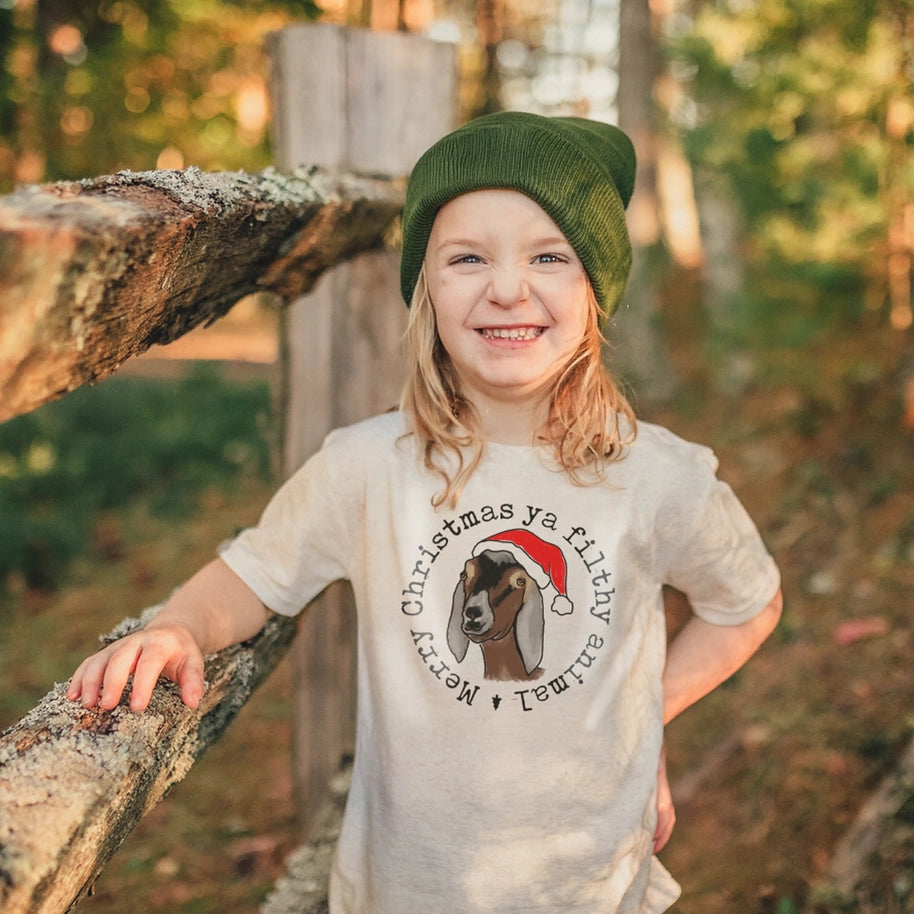 Filthy Animal Christmas Goat Kids Tee