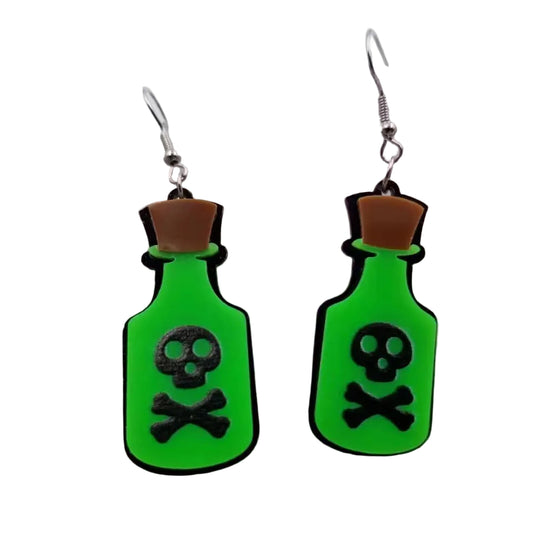 Gothic Poison Bottle Earrings