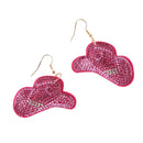Pink Rhinestone Cowgirl Hat Earrings