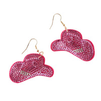 Pink Rhinestone Cowgirl Hat Earrings