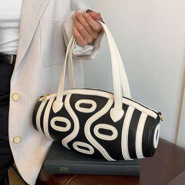 Geo Barrel Crossbody Bag Cylindrical Handbag