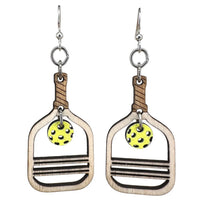 Pickle Ball Wooden Earrings