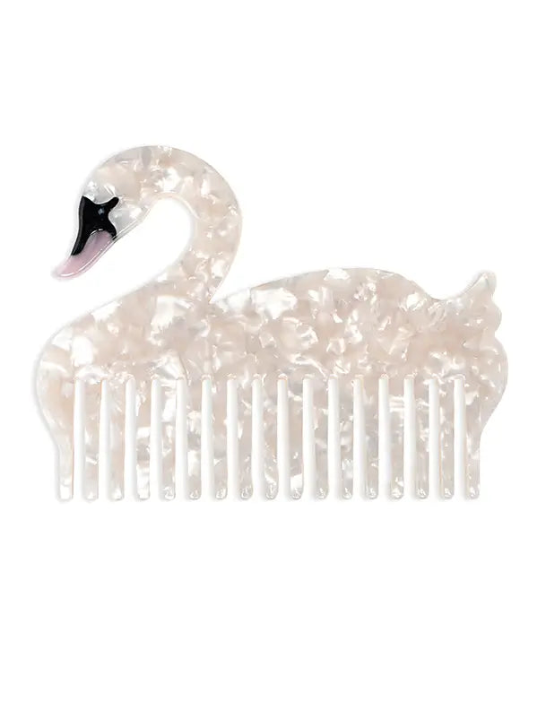 Wide-Tooth Mini Hair Comb Swan