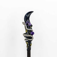 Black Obsidian Moon & Snake Magic Wand w/ Gift Box