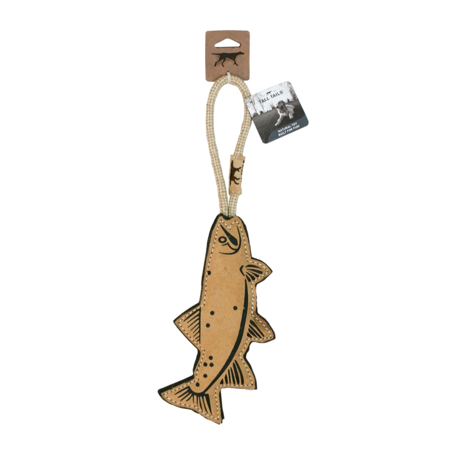 Natural Leather Trout Tug Dog Toy