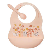 Puppies & Poppies Silicone Bib & Spoon Set