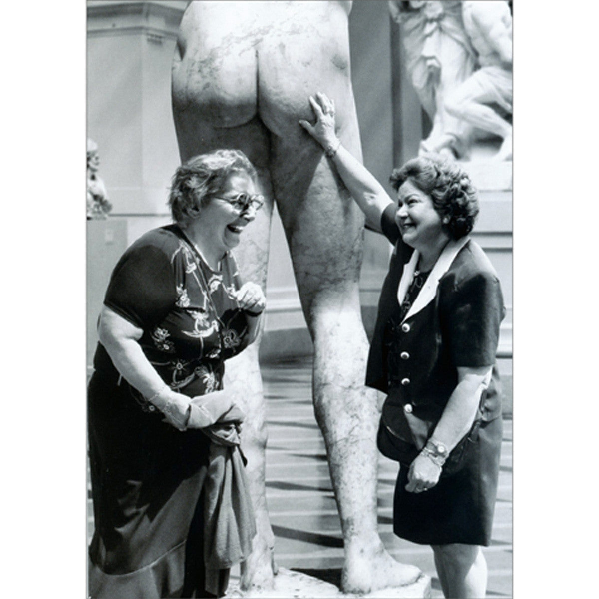 Women Touching Statue Funny Birthday Card