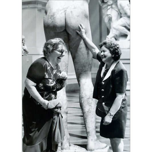 Women Touching Statue Funny Birthday Card