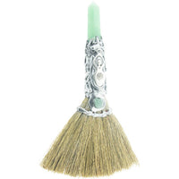 Gemstone Wicca Broom 8in - Green Aventurine w/ Silver