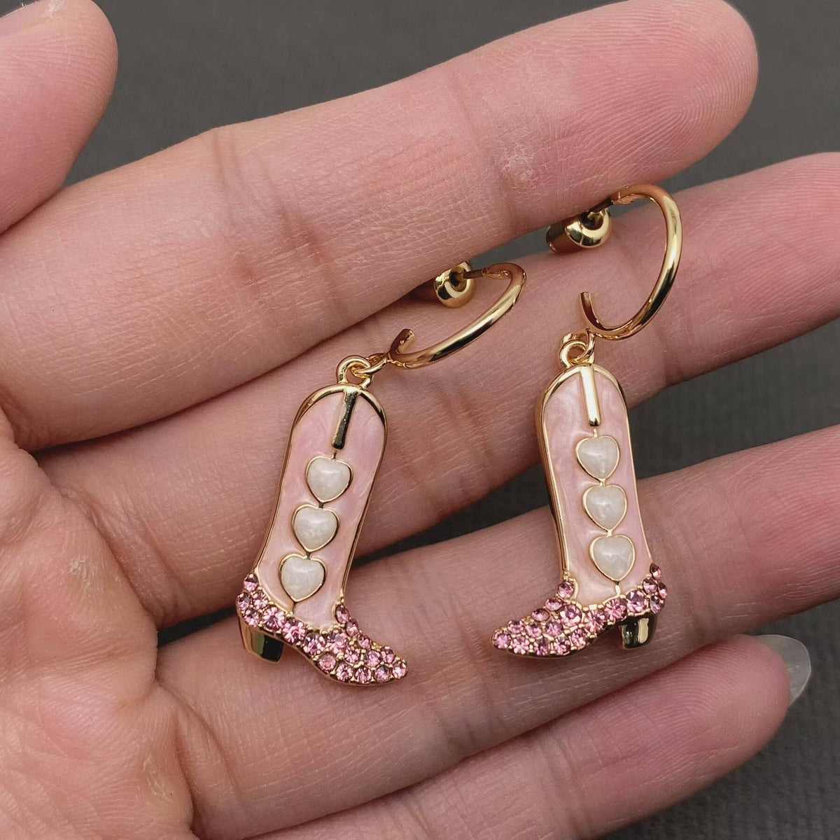 Western Enamel Boot Charm Earrings