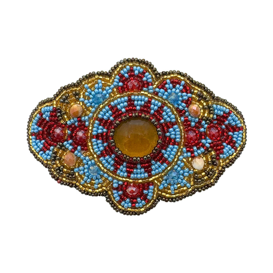 Large Beaded Mandala Seed Bead Barrette Hair Clip