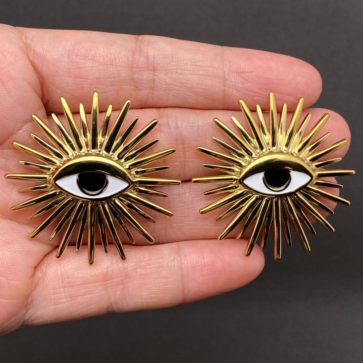 Enamel 18K Gold-Plated Statement Stud Earrings
