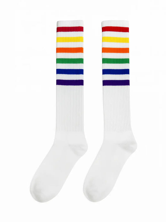 Rainbow Knee High Striped Socks