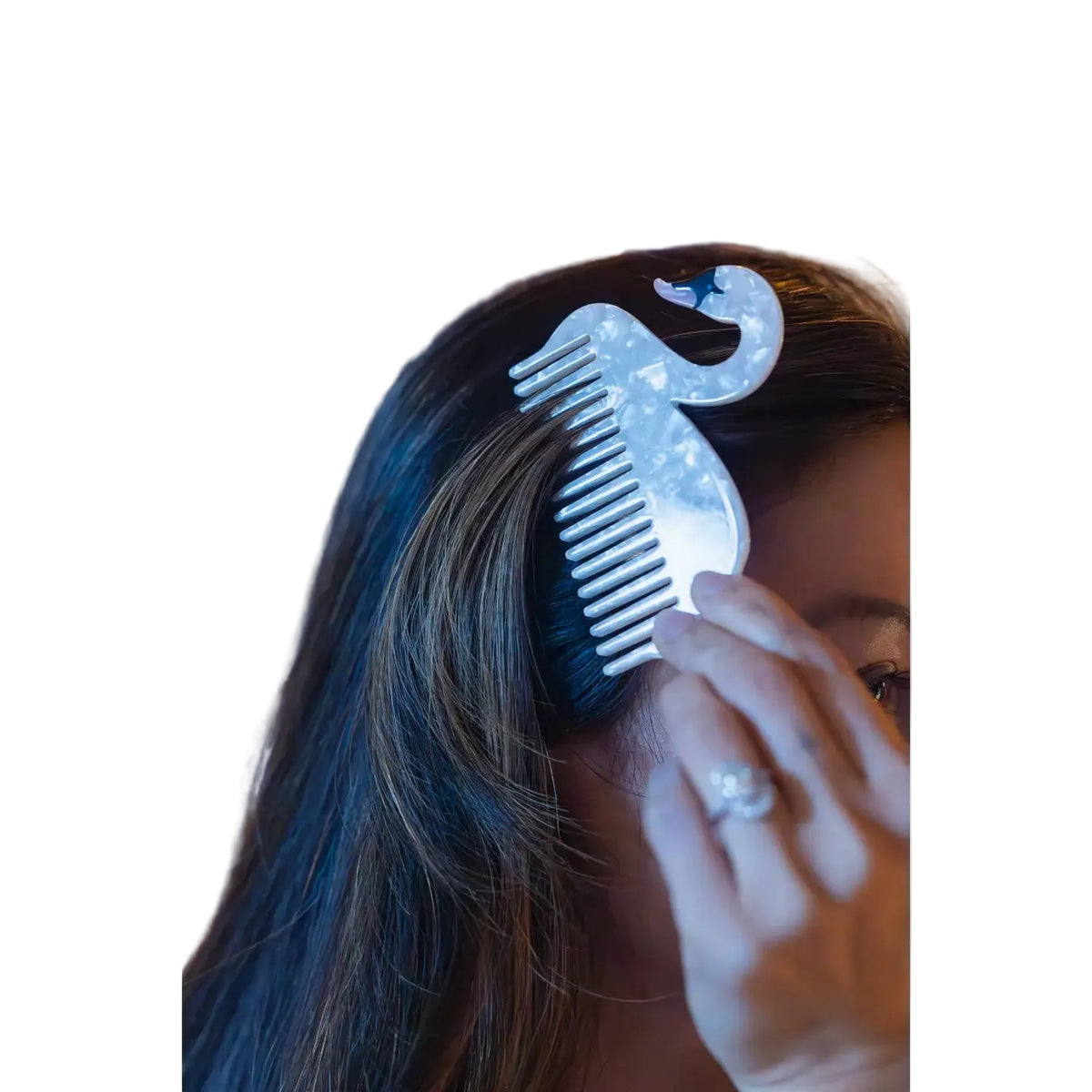 Wide-Tooth Mini Hair Comb Swan