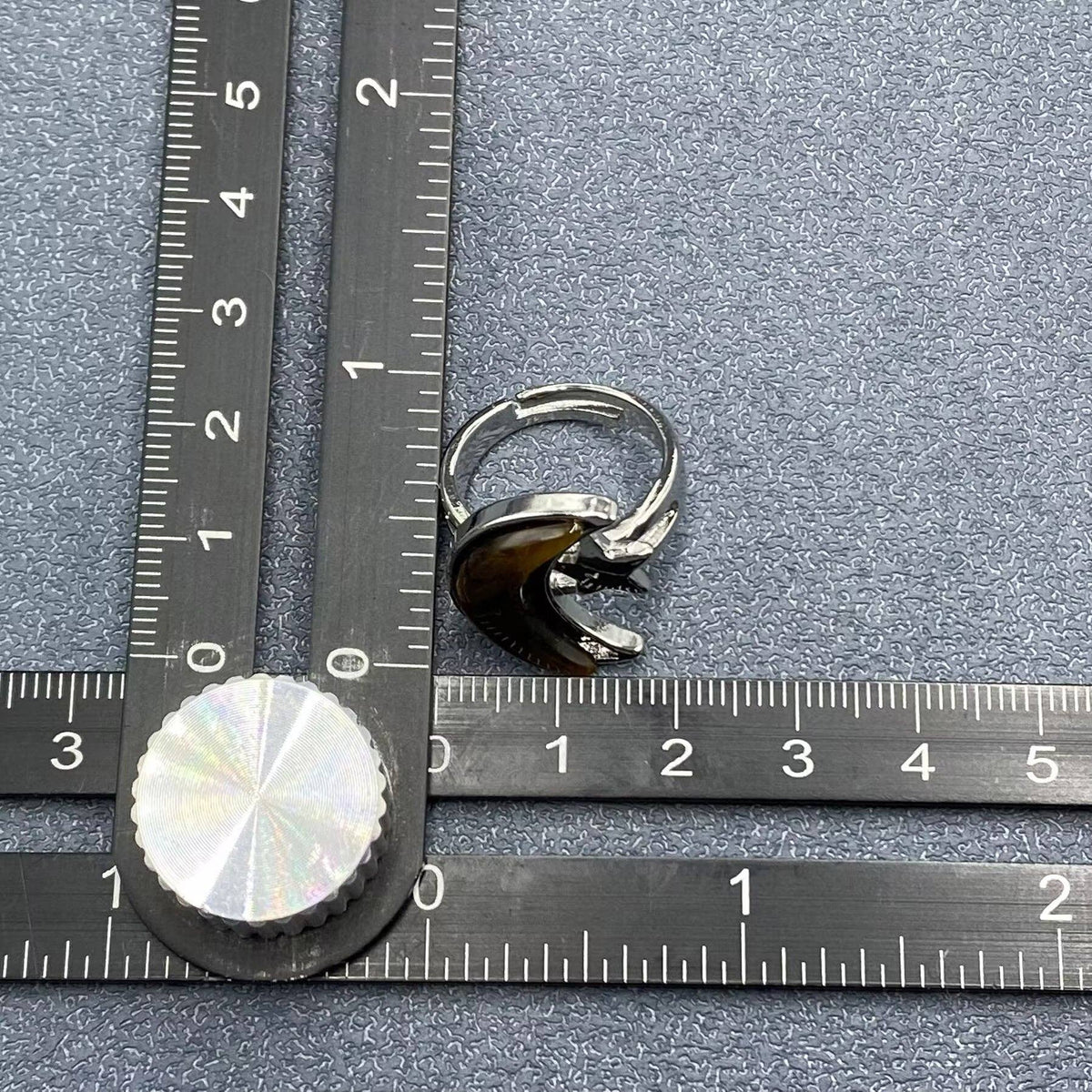 Moon &amp; Star Natural Stone Adjustable Ring