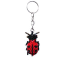 Beaded Red Ladybug Seed Bead Figurine Keychain