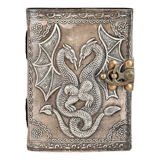 Antiqued Double Dragon Leather Journal