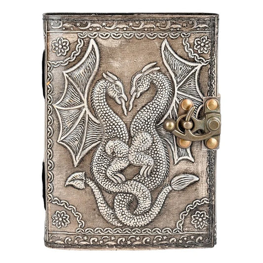Antiqued Double Dragon Leather Journal