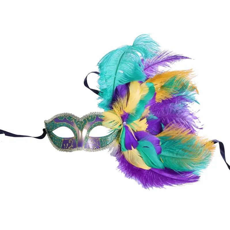 Mardi Gras Feather Masquerade Mask
