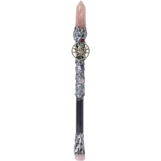 Rose Quartz Raven Magic Wand
