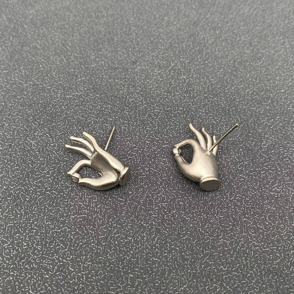 Buddhism Hand CZ Stud Earrings