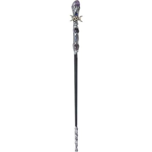 Magick Wand - Silver Triple Moon w/ Amethyst (Each)