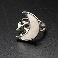Moon &amp; Star Natural Stone Adjustable Ring