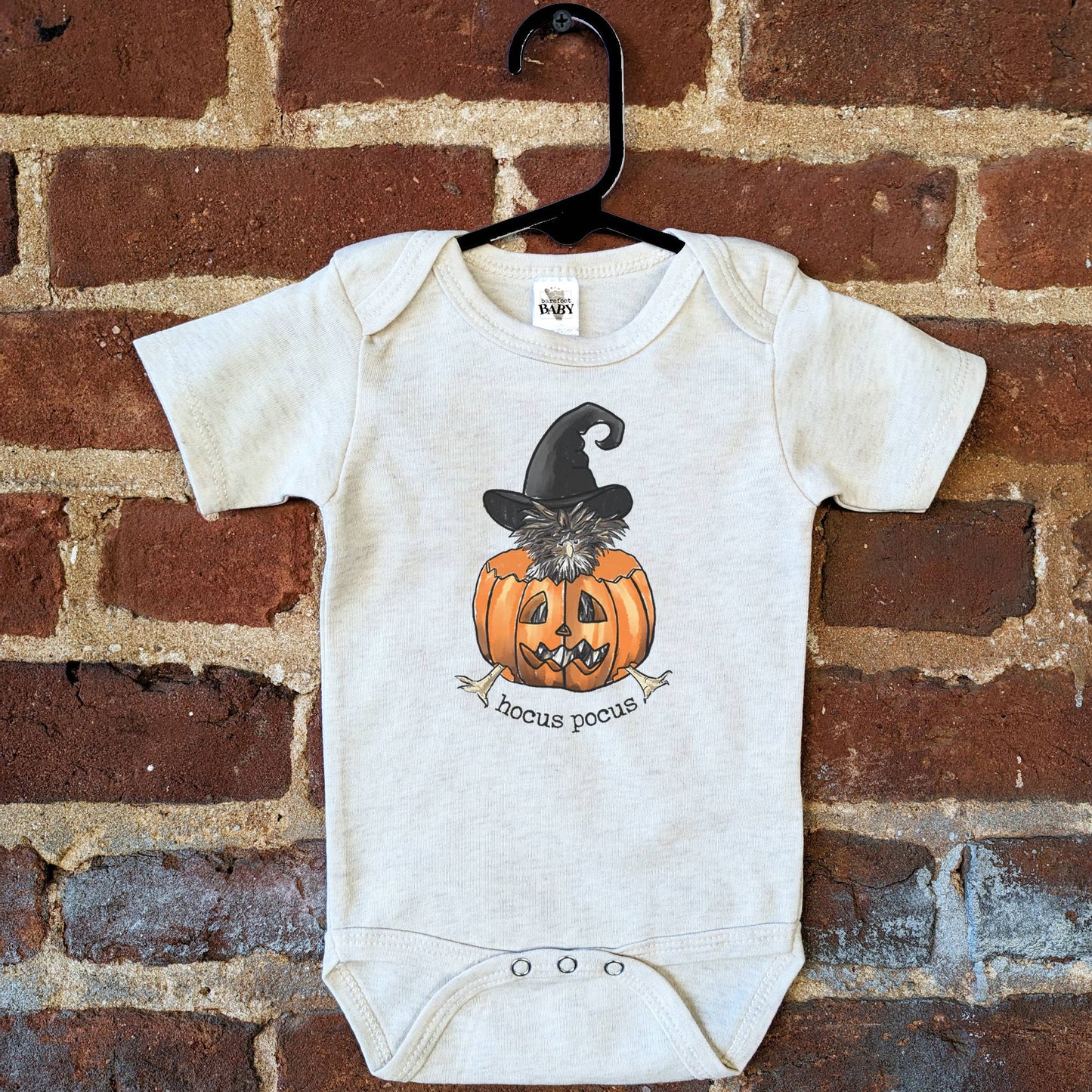 "Hocus Pocus" Funny Chicken Country Halloween Baby Bodysuit