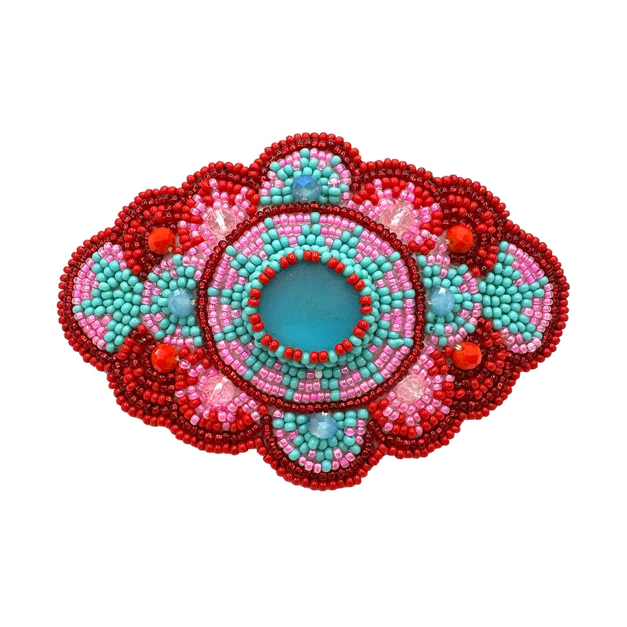 Large Beaded Mandala Seed Bead Barrette Hair Clip