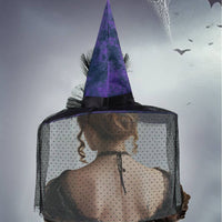 Purple Halloween Hat Mesh Witch Hat