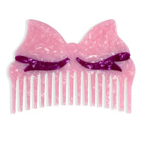 Wide-Tooth Mini Hair Comb Ribbon Bow
