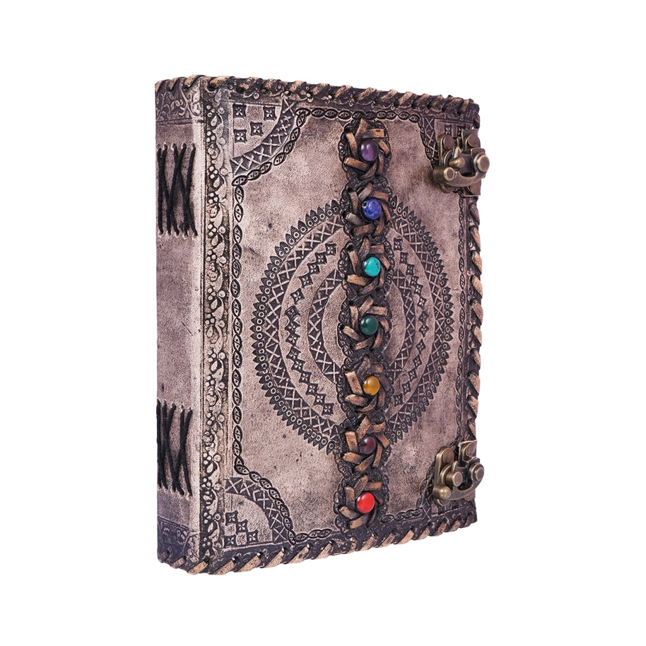 Antique Embossed Chakra Stones Leather Journal