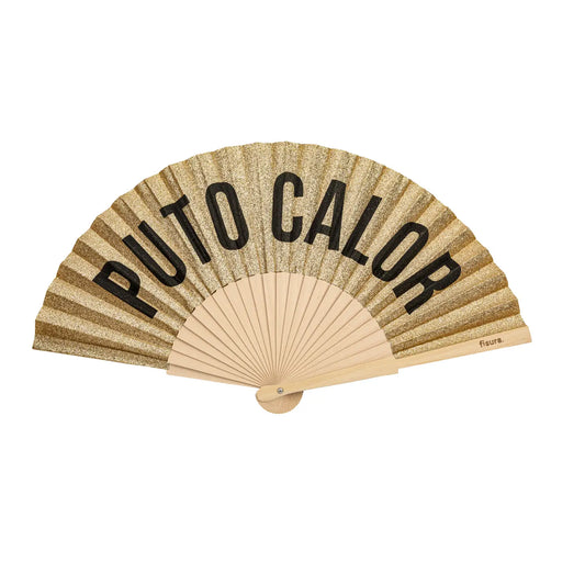 "Fucking Heat" Fan Gold Glitter