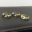 Rhinestone Inlaid Enamel Eyes Golden Ring