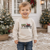 Santa Claus Country Christmas Tractor Kid Fleece