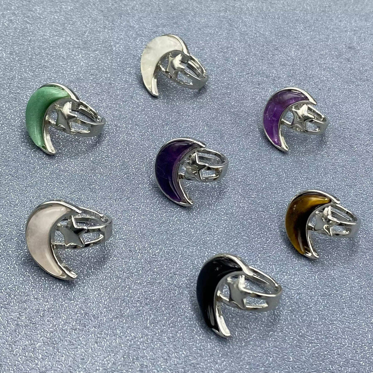 Moon &amp; Star Natural Stone Adjustable Ring