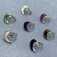 Moon &amp; Star Natural Stone Adjustable Ring