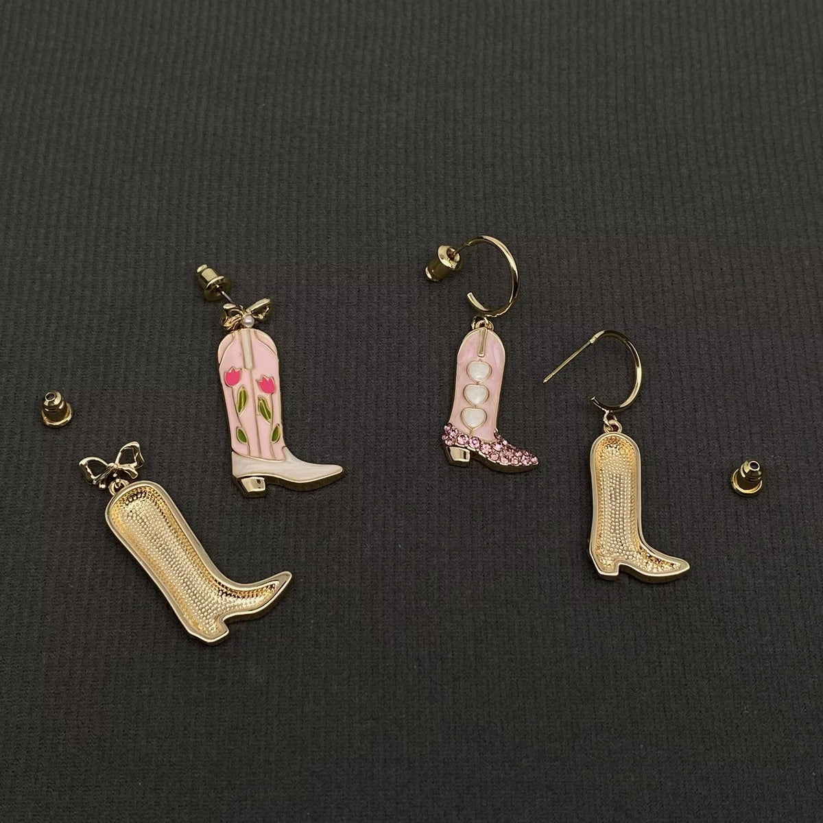 Western Enamel Boot Charm Earrings